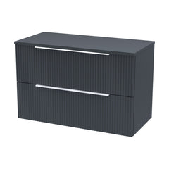 [BFFF1495W] Tixall Fluted 2 Drawer Wall Hung Vanity Unit with Worktop - Choice of Size and Colour - Cutout