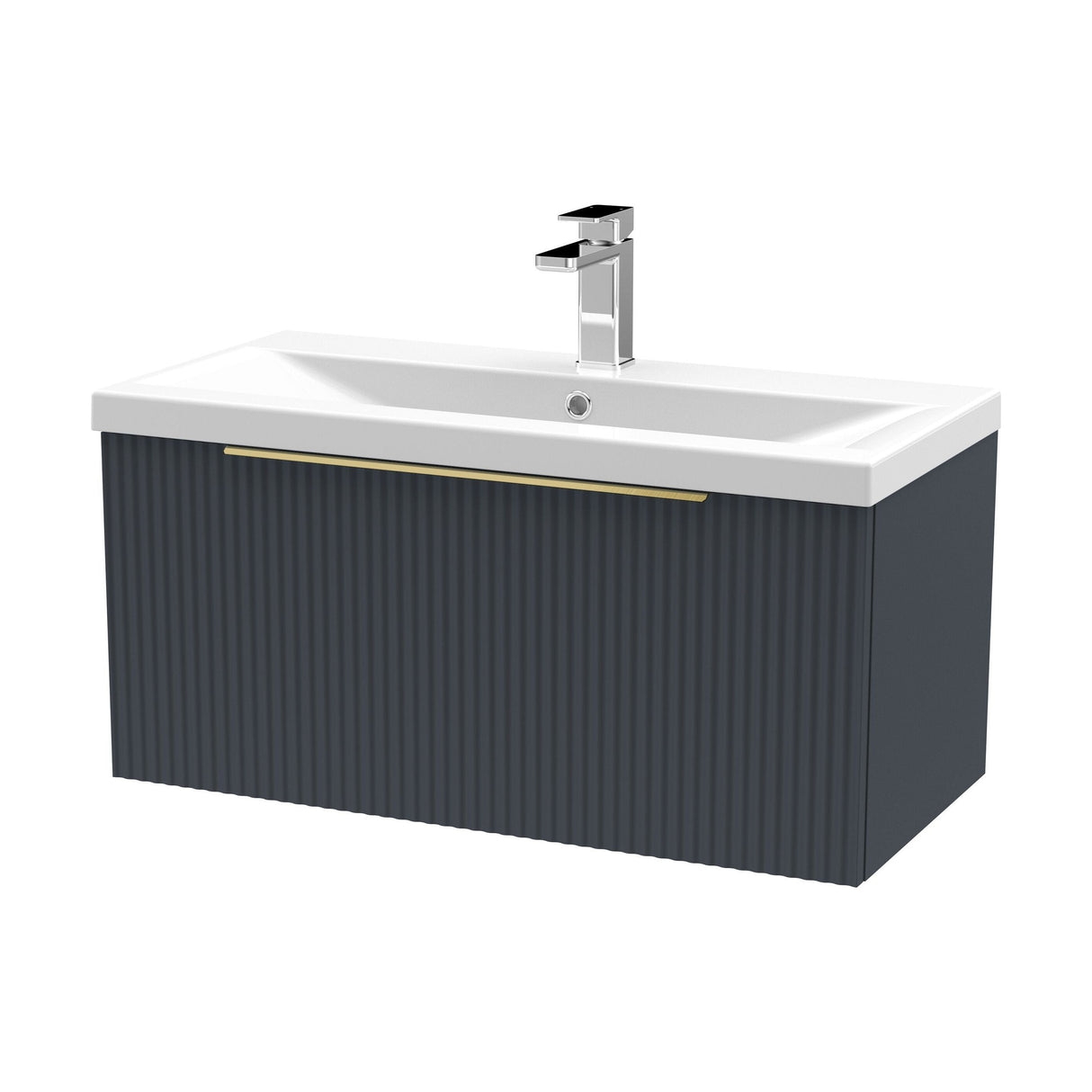 [BFFF1496AH326] Tixall Fluted Front Wall Hung Vanity Basin Unit with Choice of Size, Colour and Handle Options - Cutout