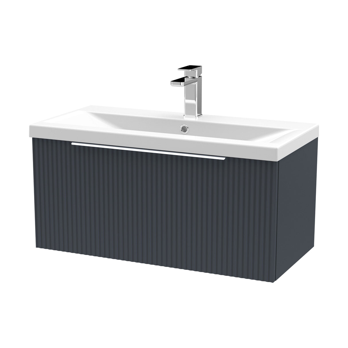 [BFFF1496A] Tixall Fluted Front Wall Hung Vanity Basin Unit with Choice of Size, Colour and Handle Options - Cutout