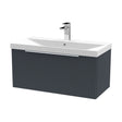 [BFFF1496D] Tixall Fluted 1 Drawer Wall Hung Vanity Unit with Thin Edge Basin, Dark Grey, 800mm - Cutout