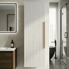 [BFFF162H325] Tixall Fluted Wall Hung Tall Bathroom Storage Unit, 400mm, Multiple Colours and Handle Options - Silo