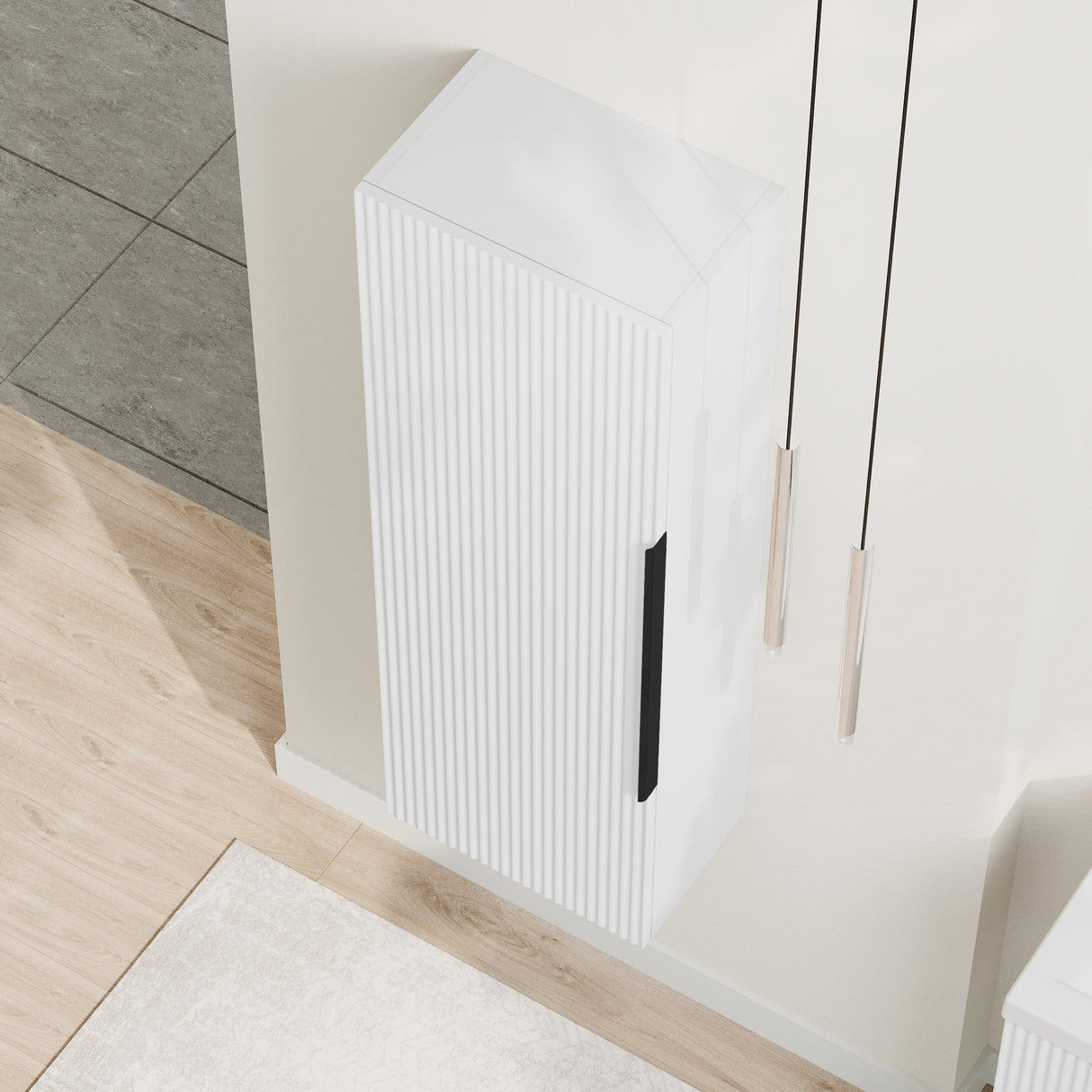 Fluted Tall Bathroom Unit, 400mm, Multiple Colours and Handle Options