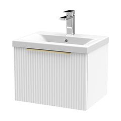[BFFF191AH325] Tixall Fluted Front Wall Hung Vanity Basin Unit with Choice of Size, Colour and Handle Options - Cutout