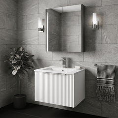 [BFFF191B] Tixall 1 Drawer Wall Hung Vanity Basin Unit with 1 Tap Hole Minimalist Ceramic Basin, Choice of Size and Colour