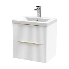 [BFFF192AH325] Tixall Fluted Front Wall Hung Vanity Basin Unit with Choice of Size, Colour and Handle Options - Cutout