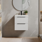 Fluted Front Wall Hung Vanity Basin Unit with Choice of Size, Colour and Handle Options