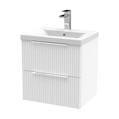 [BFFF192A] Tixall Fluted Front Wall Hung Vanity Basin Unit with Choice of Size, Colour and Handle Options - Cutout