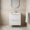 [BFFF192B] Tixall Fluted 2 Drawer Wall Hung Vanity Unit with Minimalist Basin - Choice of Size and Colour - Silo