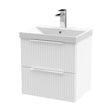 [BFFF192D] Tixall Fluted 2 Drawer Wall Hung Vanity Unit with Thin Edge Basin, Satin White, 500mm - Cutout
