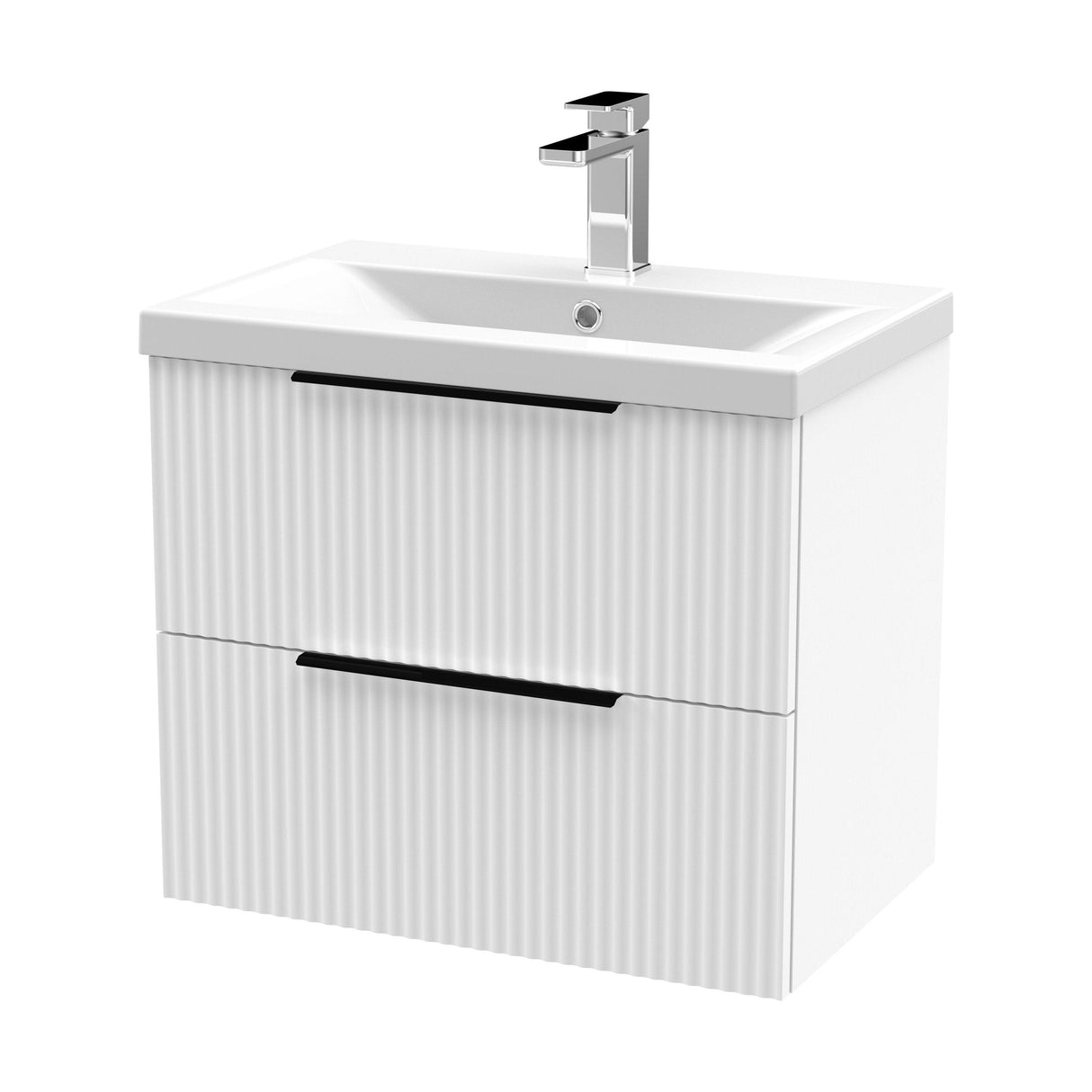 [BFFF193AH225] Tixall Fluted Front Wall Hung Vanity Basin Unit with Choice of Size, Colour and Handle Options - Cutout
