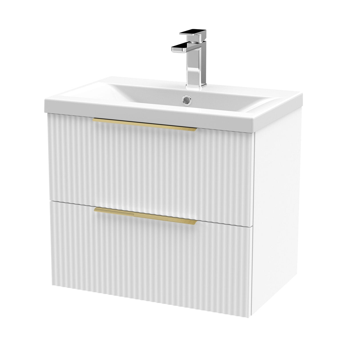 [BFFF193AH325] Tixall Fluted Front Wall Hung Vanity Basin Unit with Choice of Size, Colour and Handle Options - Cutout