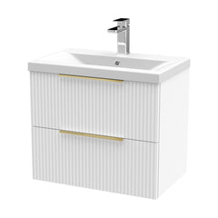 [BFFF193AH325] Tixall Fluted Front Wall Hung Vanity Basin Unit with Choice of Size, Colour and Handle Options - Cutout