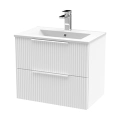 [BFFF193B] Tixall Fluted 2 Drawer Wall Hung Vanity Unit with Minimalist Basin - Choice of Size and Colour - Cutout