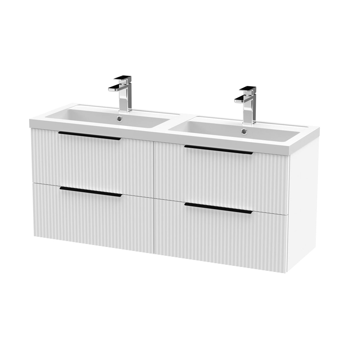 [BFFF193CH225] Tixall Fluted Front Wall Hung Vanity Basin Unit with Choice of Size, Colour and Handle Options - Cutout