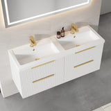 Fluted Front Wall Hung Vanity Basin Unit with Choice of Size, Colour and Handle Options