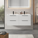 Fluted Front Wall Hung Vanity Basin Unit with Choice of Size, Colour and Handle Options