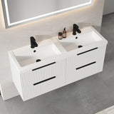 Fluted Front Wall Hung Vanity Basin Unit with Choice of Size, Colour and Handle Options