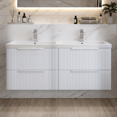 [BFFF193C] Tixall Fluted Front Wall Hung Vanity Basin Unit with Choice of Size, Colour and Handle Options - Silo