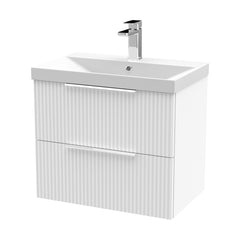[BFFF193D] Tixall Fluted 2 Drawer Wall Hung Vanity Unit with Thin Edge Basin - Choice of Size and Colour - Cutout