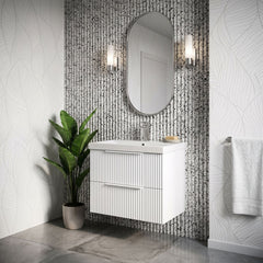 [BFFF193D] Tixall Fluted 2 Drawer Wall Hung Vanity Unit with Thin Edge Basin - Choice of Size and Colour