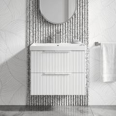 [BFFF193D] Tixall Fluted 2 Drawer Wall Hung Vanity Unit with Thin Edge Basin - Choice of Size and Colour - Silo