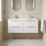 [BFFF193F] Tixall Fluted 4 Drawer Wall Hung Vanity Unit with Double Basin - Choice of Colour - Silo