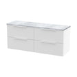 [BFFF193LBG2] Tixall Fluted 4 Drawer Wall Hung Vanity Unit with Laminate Worktop, Satin White, 1200mm - Cutout