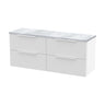 [BFFF193LBG2] Tixall Fluted 4 Drawer Wall Hung Vanity Unit with Bellato Grey Laminate Worktop - Choice of Colour - Cutout