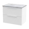 [BFFF193LBG] Tixall Fluted 2 Drawer Wall Hung Vanity Unit with Bellato Grey Laminate Worktop - Choice of Size and Colour - Cutout
