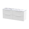 [BFFF193LCM2] Tixall Fluted 4 Drawer Wall Hung Vanity Unit with Carrera Marble Laminate Worktop - Choice of Colour - Cutout