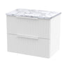 [BFFF193LCM] Tixall Fluted 2 Drawer Wall Hung Vanity Unit with Carrera Marble Laminate Worktop - Choice of Size and Colour - Cutout