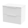 [BFFF193W] Tixall Fluted 2 Drawer Wall Hung Vanity Unit with Worktop - Choice of Size and Colour - Cutout