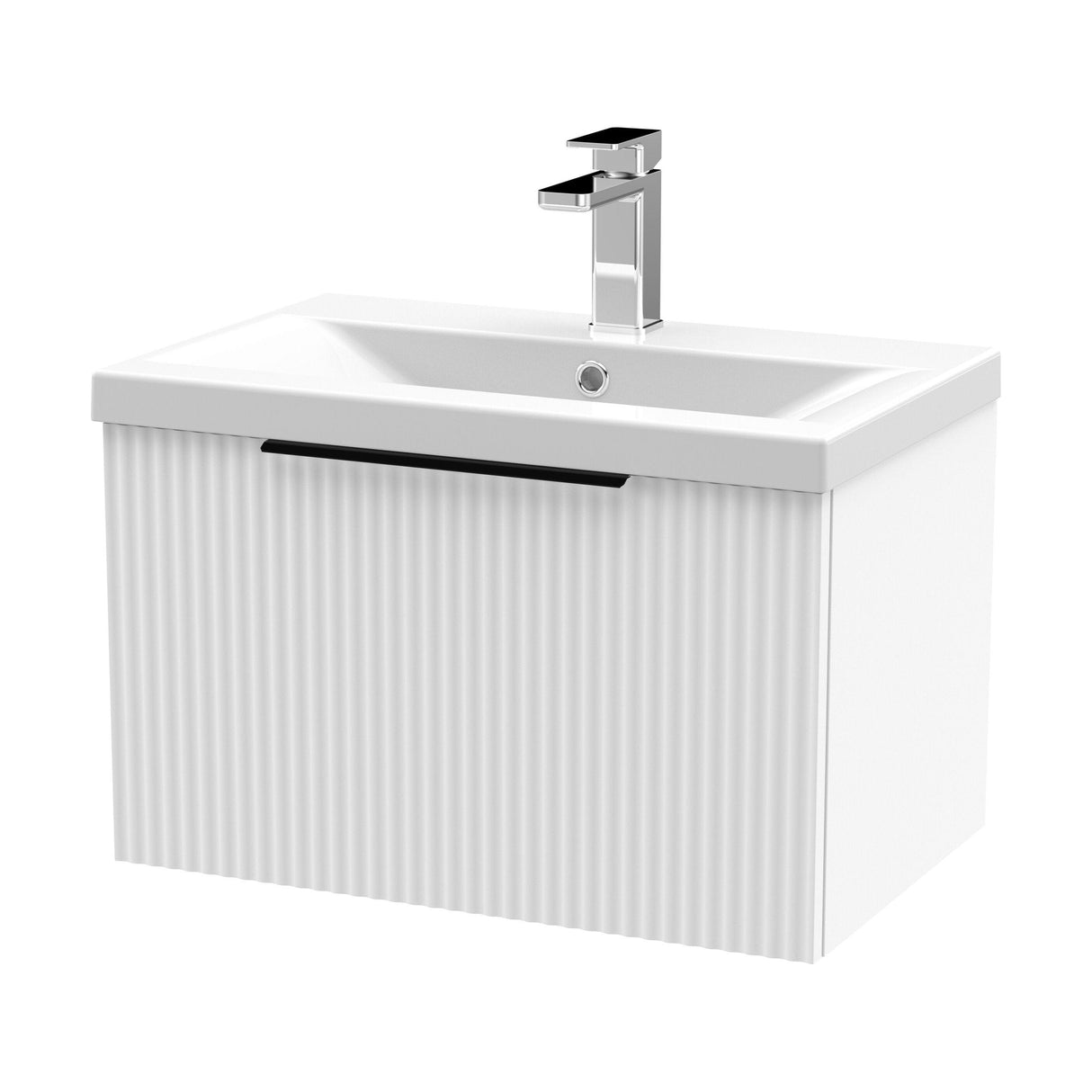[BFFF194AH225] Tixall Fluted Front Wall Hung Vanity Basin Unit with Choice of Size, Colour and Handle Options - Cutout