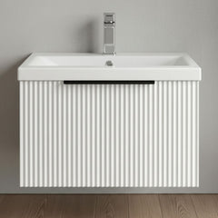 [BFFF194AH225] Tixall Fluted Front Wall Hung Vanity Basin Unit with Choice of Size, Colour and Handle Options - Silo