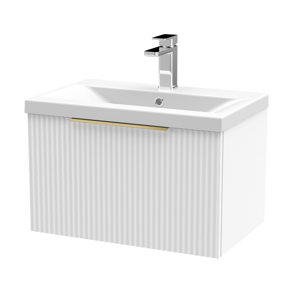 [BFFF194AH325] Tixall Fluted Front Wall Hung Vanity Basin Unit with Choice of Size, Colour and Handle Options - Cutout