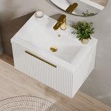Fluted Front Wall Hung Vanity Basin Unit with Choice of Size, Colour and Handle Options