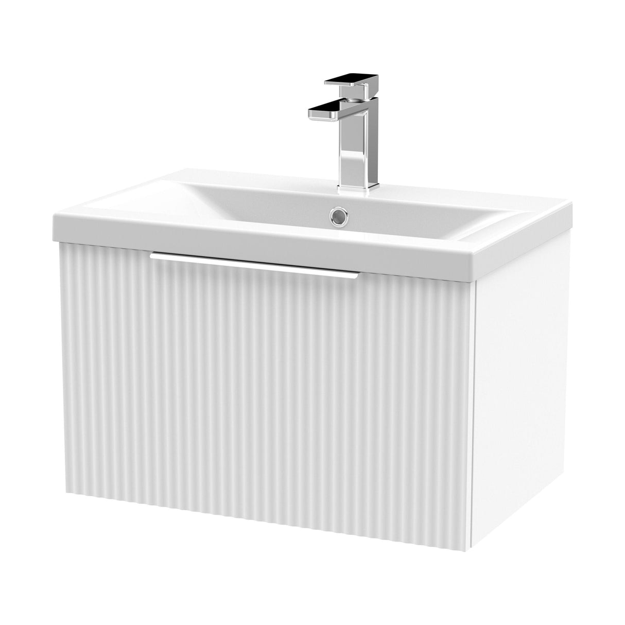 [BFFF194A] Tixall Fluted Front Wall Hung Vanity Basin Unit with Choice of Size, Colour and Handle Options - Cutout