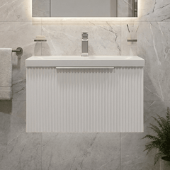 [BFFF194A] Tixall Fluted Front Wall Hung Vanity Basin Unit with Choice of Size, Colour and Handle Options - Silo