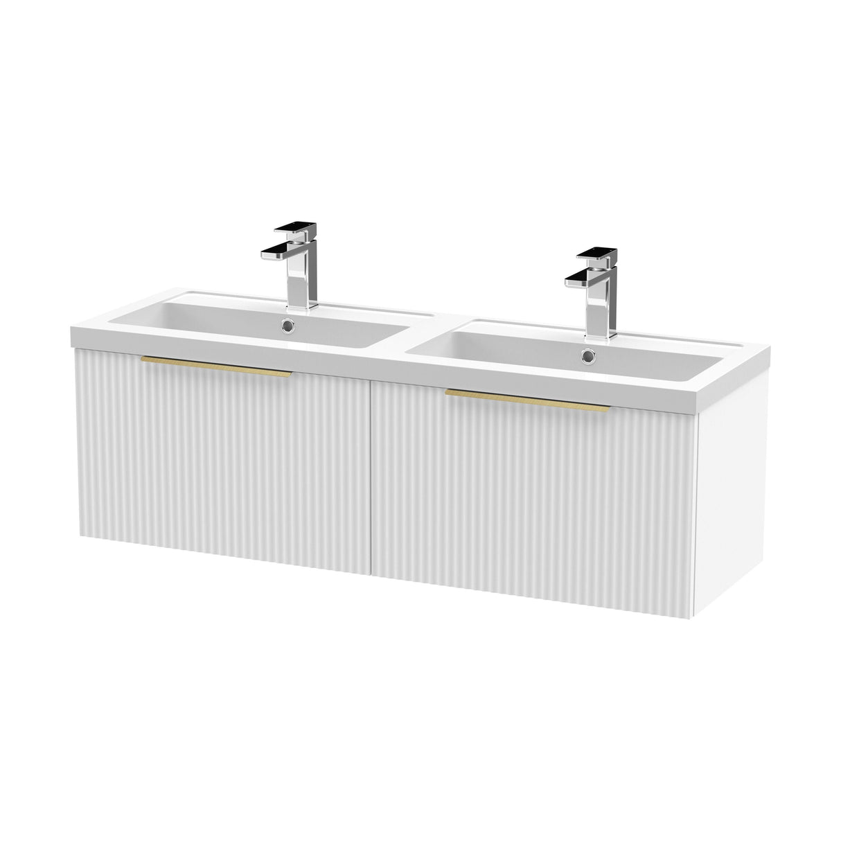 [BFFF194CH325] Tixall Fluted Front Wall Hung Vanity Basin Unit with Choice of Size, Colour and Handle Options - Cutout