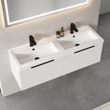 Fluted Front Wall Hung Vanity Basin Unit with Choice of Size, Colour and Handle Options