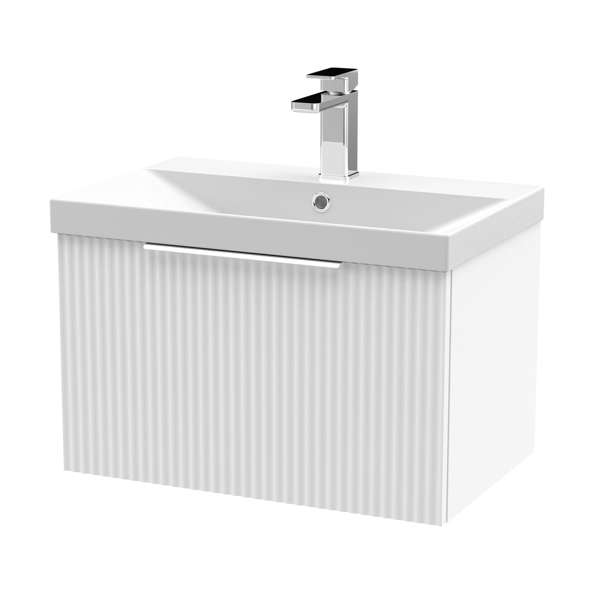 [BFFF194D] Tixall 1 Drawer Wall Hung Vanity Basin Unit with 1 Tap Hole Thin-Edge Ceramic Basin, Choice of Size and Colour - Cutout