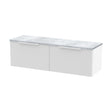 [BFFF194LBG2] Tixall Fluted 2 Drawer Wall Hung Vanity Unit with Laminate Worktop, Satin White, 1200mm - Cutout