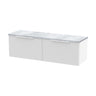 [BFFF194LBG2] Tixall Fluted 2 Drawer Wall Hung Vanity Unit with Bellato Grey Laminate Worktop - Choice of Colour - Cutout
