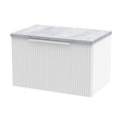 [BFFF194LBG] Tixall Fluted 1 Drawer Wall Hung Vanity Unit with Laminate Worktop, Satin White, 600mm - Cutout