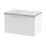 [BFFF194LBG] Tixall Fluted 1 Drawer Wall Hung Vanity Unit with Carrera Marble Laminate Worktop, Choice of Size and Colour - Cutout