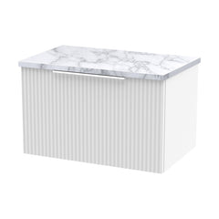 [BFFF194LCM] Tixall Fluted 1 Drawer Wall Hung Vanity Unit with Laminate Worktop, Satin White, 600mm - Cutout
