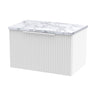 [BFFF194LCM] Tixall Fluted 1 Drawer Wall Hung Vanity Unit with Carrera Marble Laminate Worktop - Choice of Size and Colour - Cutout