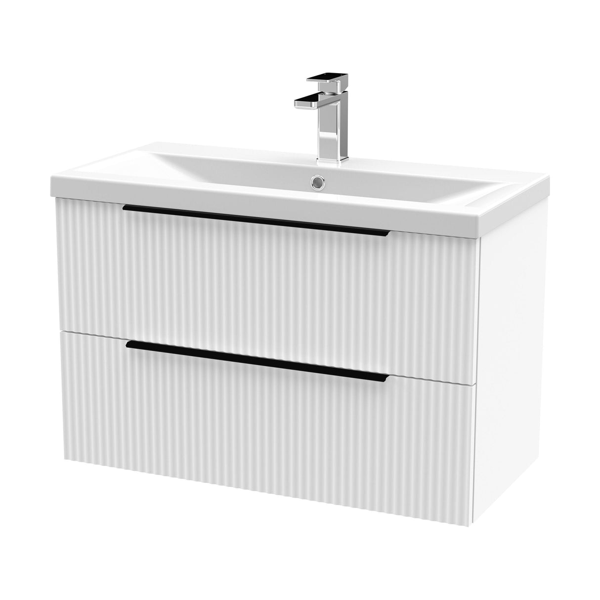 [BFFF195AH226] Tixall Fluted Front Wall Hung Vanity Basin Unit with Choice of Size, Colour and Handle Options - Cutout