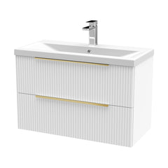 [BFFF195AH326] Tixall Fluted Front Wall Hung Vanity Basin Unit with Choice of Size, Colour and Handle Options - Cutout