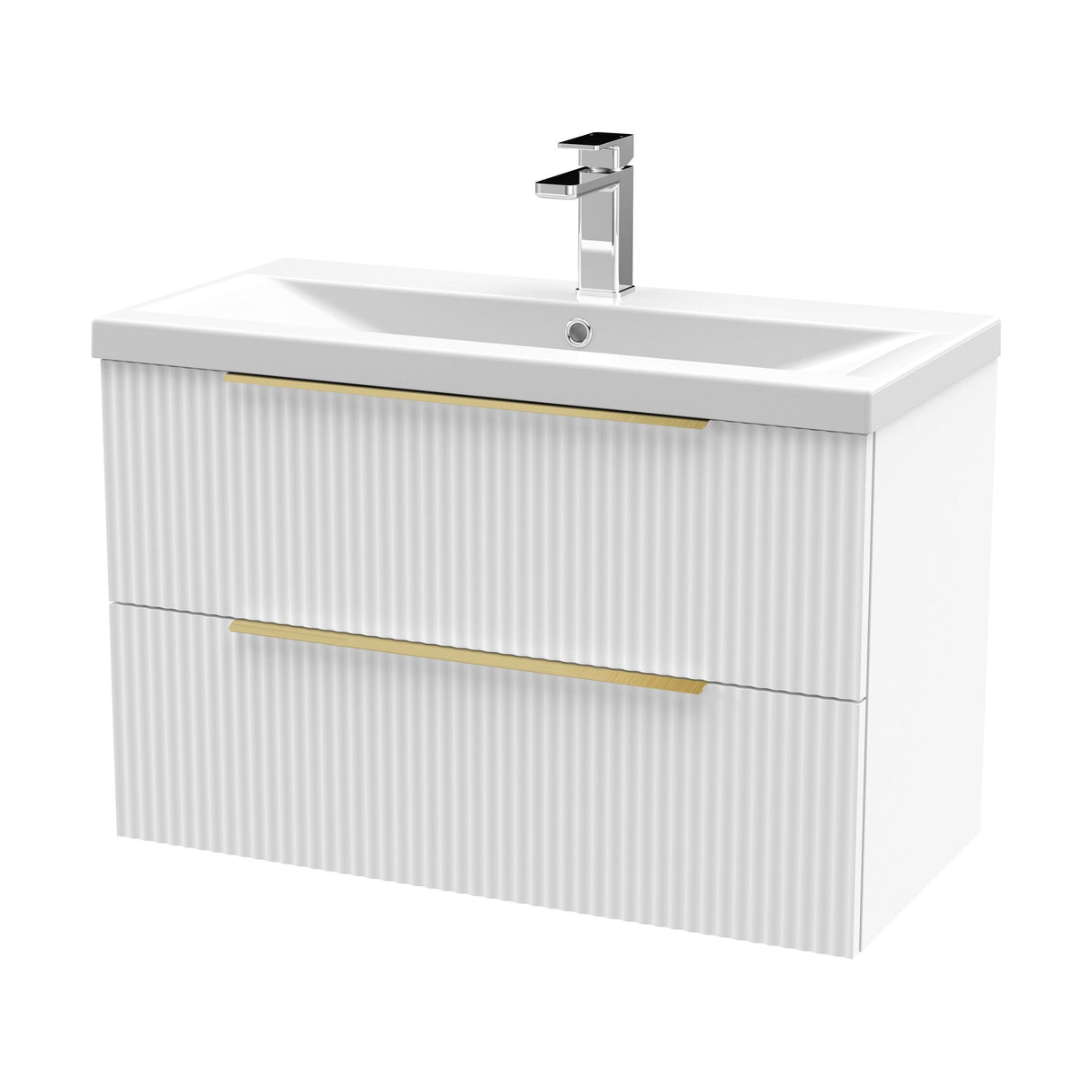 [BFFF195AH326] Tixall Fluted Front Wall Hung Vanity Basin Unit with Choice of Size, Colour and Handle Options - Cutout